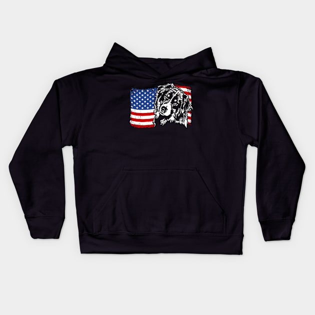 Proud Australian Shepherd American Flag patriotic dog Kids Hoodie by wilsigns